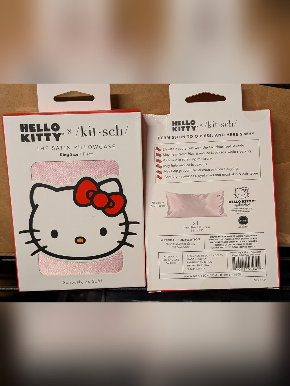 2 New, Kitsch x Hello Kitty Satin Pillowcases (King) - Picture 2 of 2